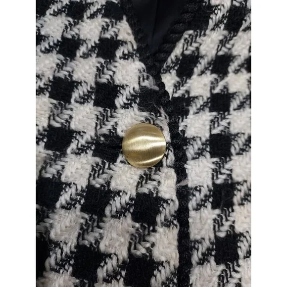Blazer Houndstooth Retro Plymouth Size 6 Ornate Gold Buttons Professional Wear - Picture 10 of 14